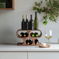 Handcrafted Solid Wood Wine Rack, Wall Mounted Rustic Bottle Holder & Stemware Glass Hanger for Kitchen Decor