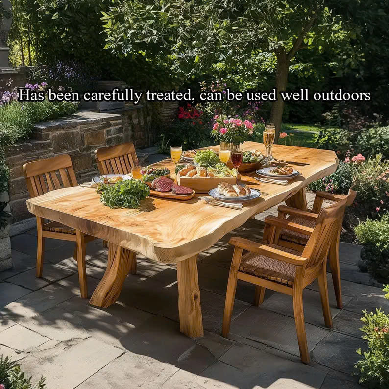 Solid Wood Large Dining Table Set Custom Decor Garden Gift