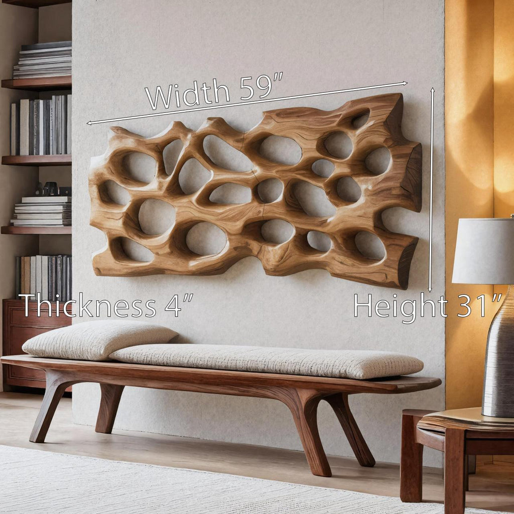 Teezano Modern Abstract Wooden Wall Art, Handcrafted Geometric Wood Block Wall Decor for Living Room & Office, SITHHNWA011