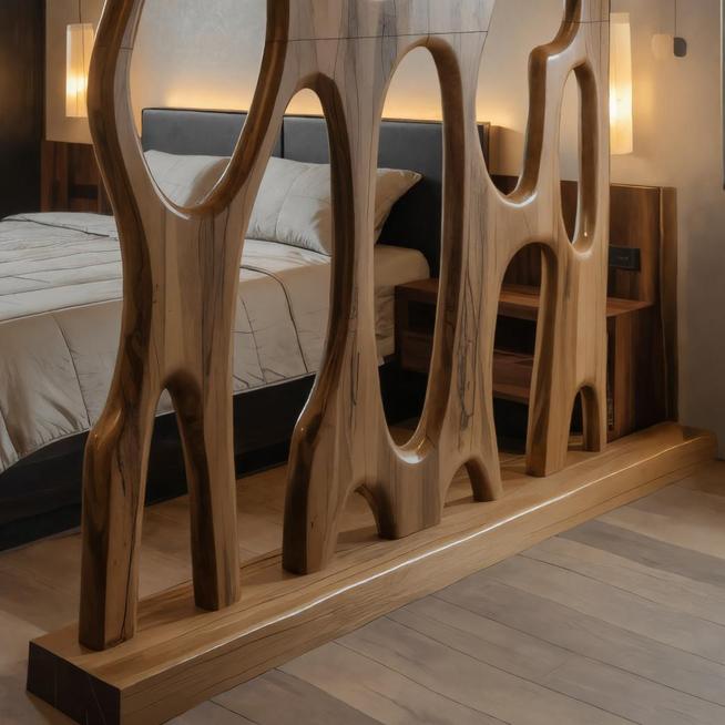 Modern Sculptural Wooden Room Divider For Bedroom Or Living Room