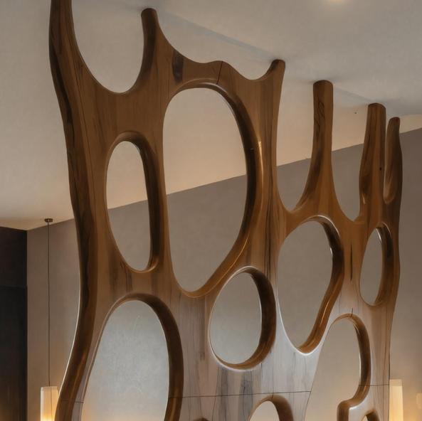 Modern Sculptural Wooden Room Divider For Bedroom Or Living Room