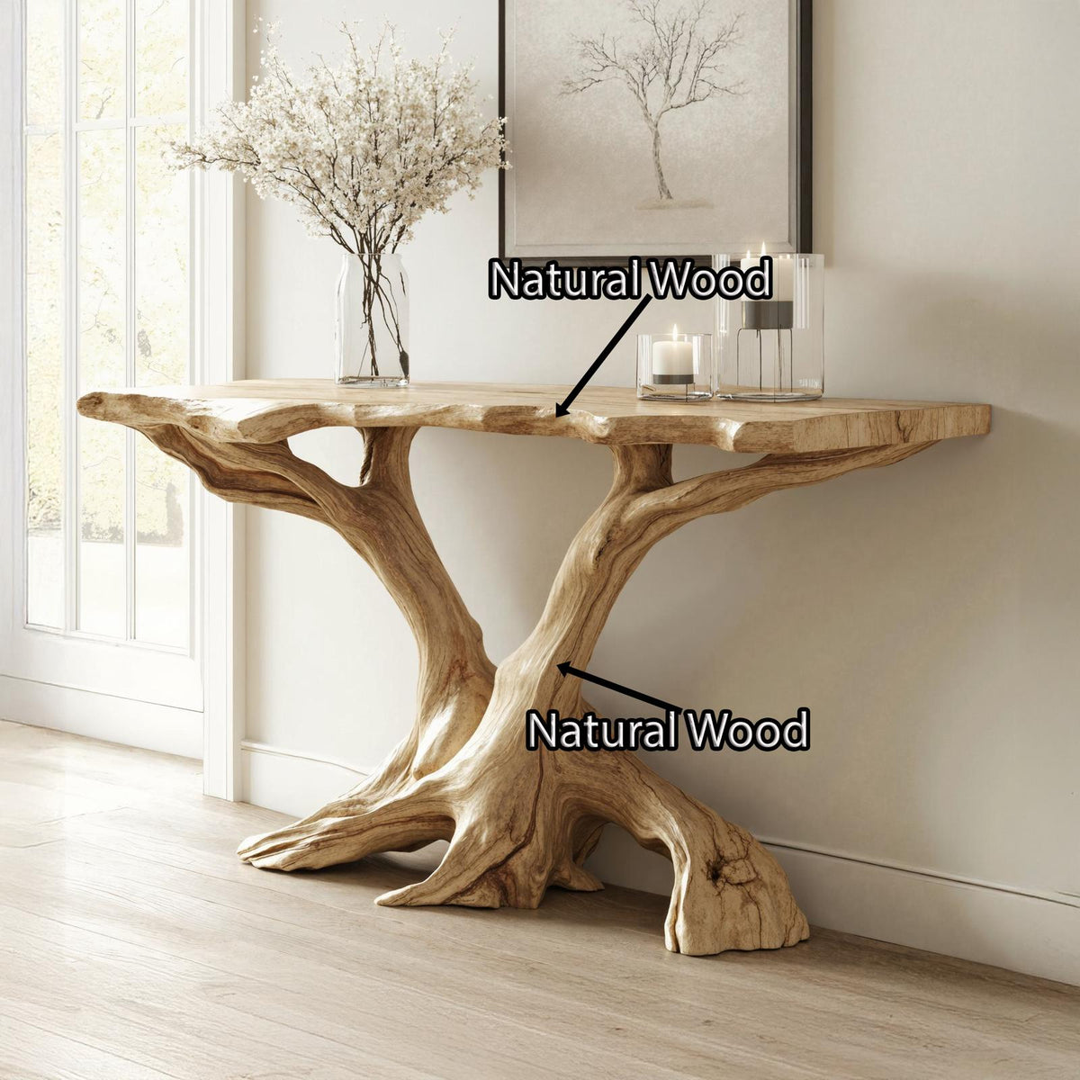 Rustic Wood Console Table For Hallway Decor