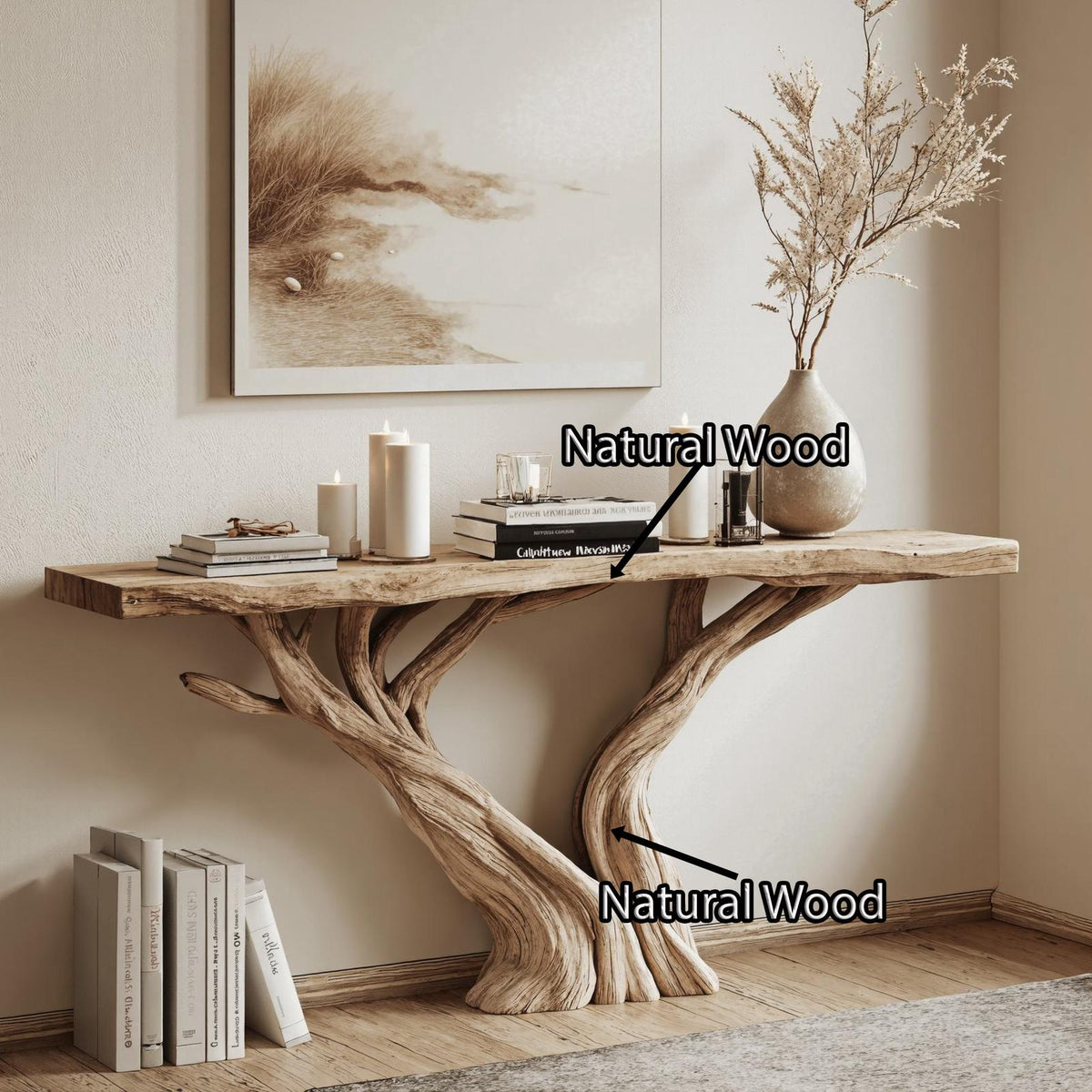Handcrafted Live Edge Console Table For Rustic Home Decor