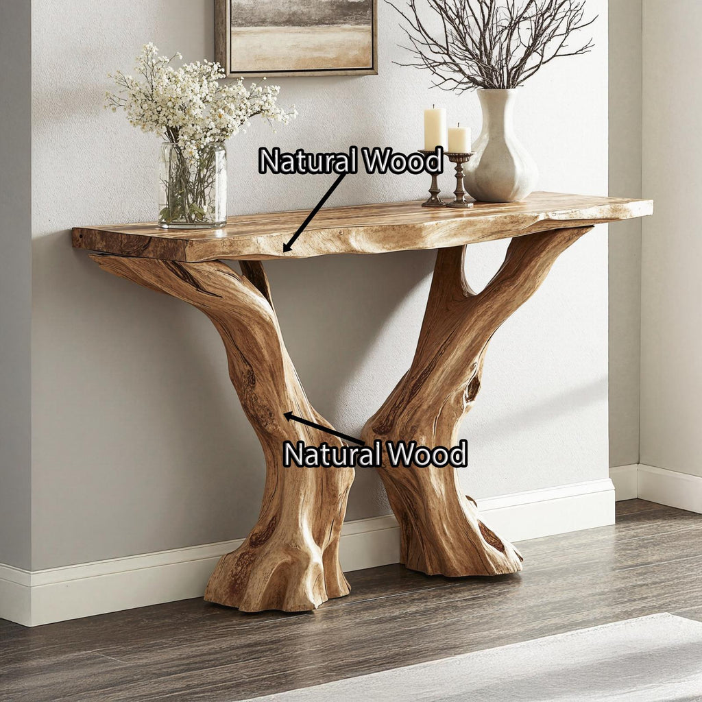 Live Edge Rustic Wood Console Table For Stunning Entryways