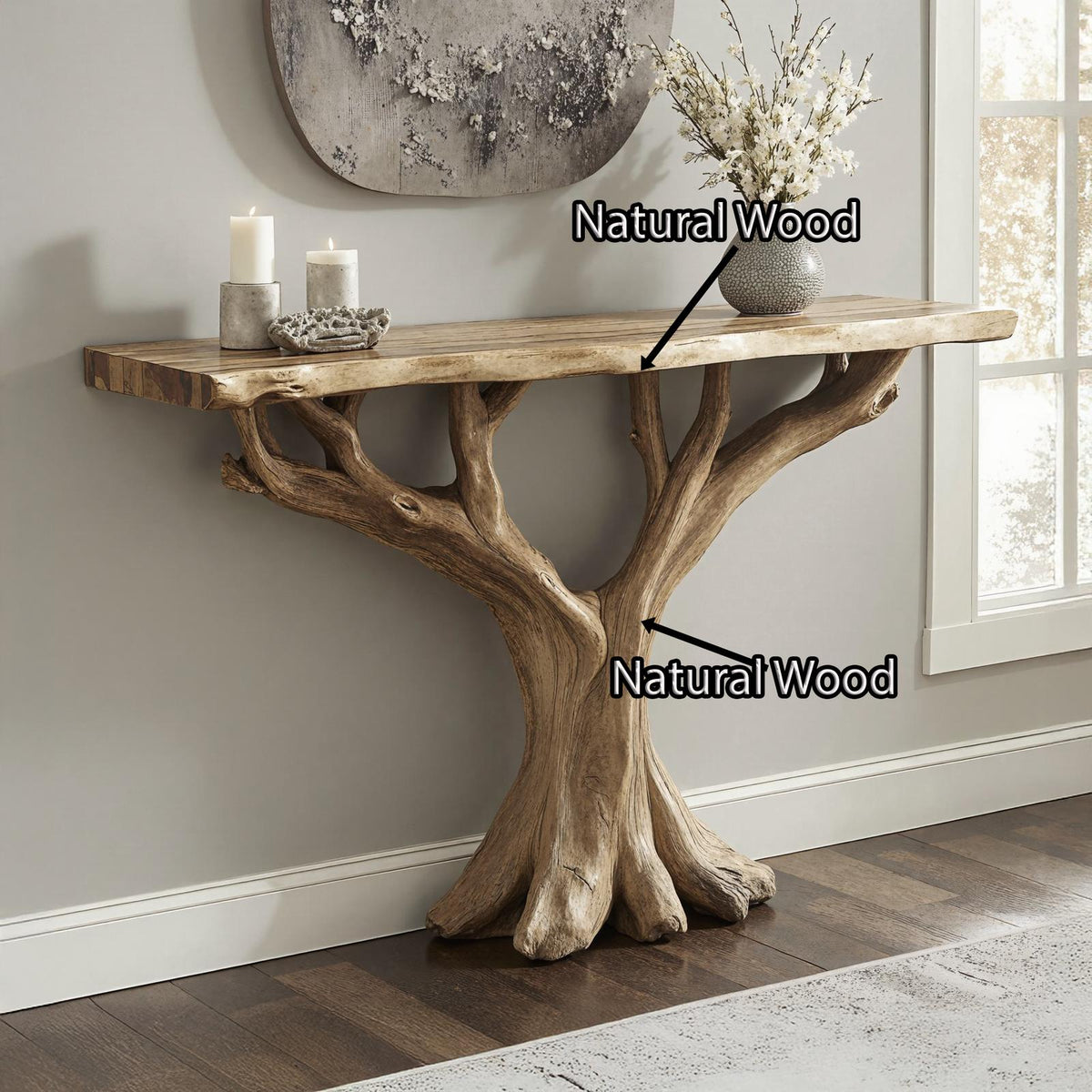 Handcrafted Rustic Console Table For Entryway