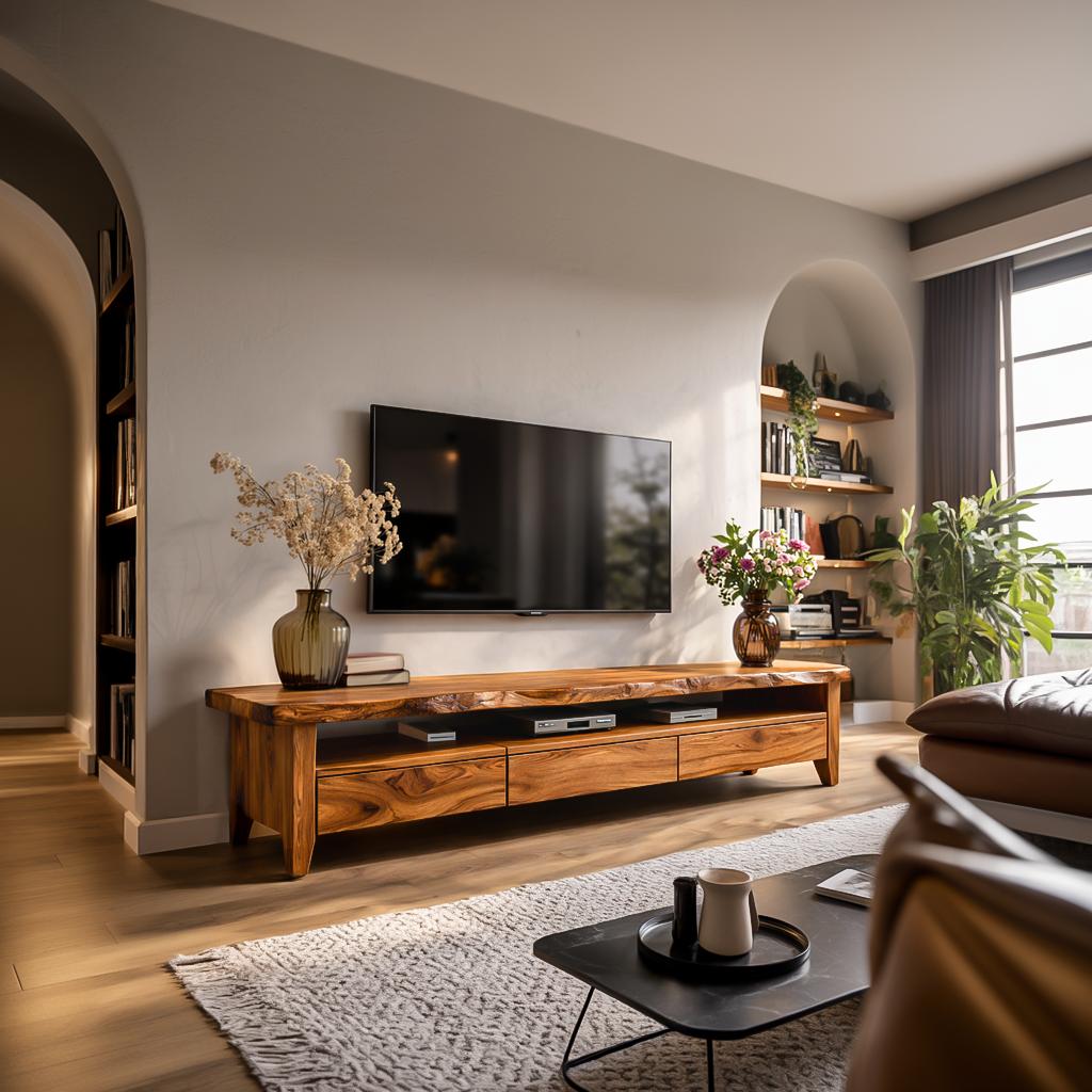 Mid Century Wooden TV Cabinet For Living Space