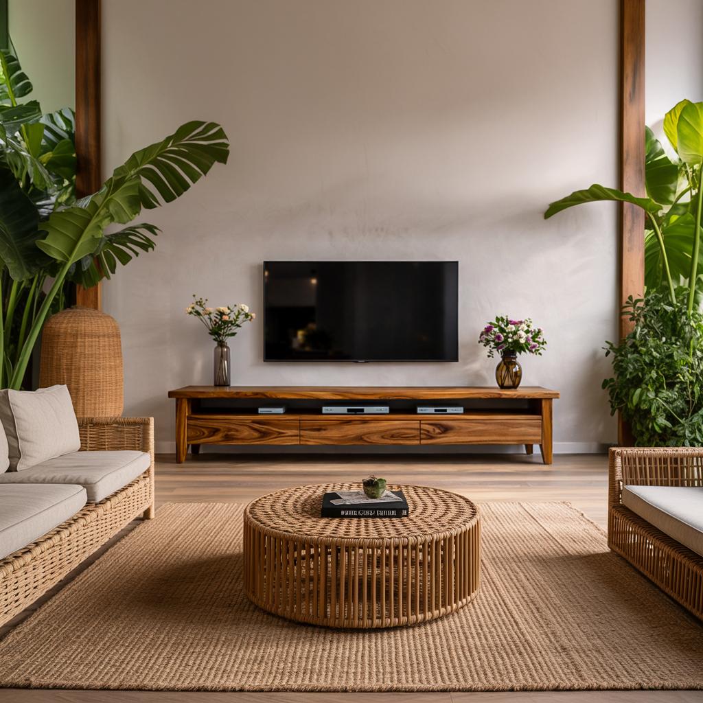 Mid Century Wooden TV Cabinet For Living Space
