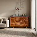 Wooden Sideboard 3D Wave Carving For Kitchen RTTHTTSD058