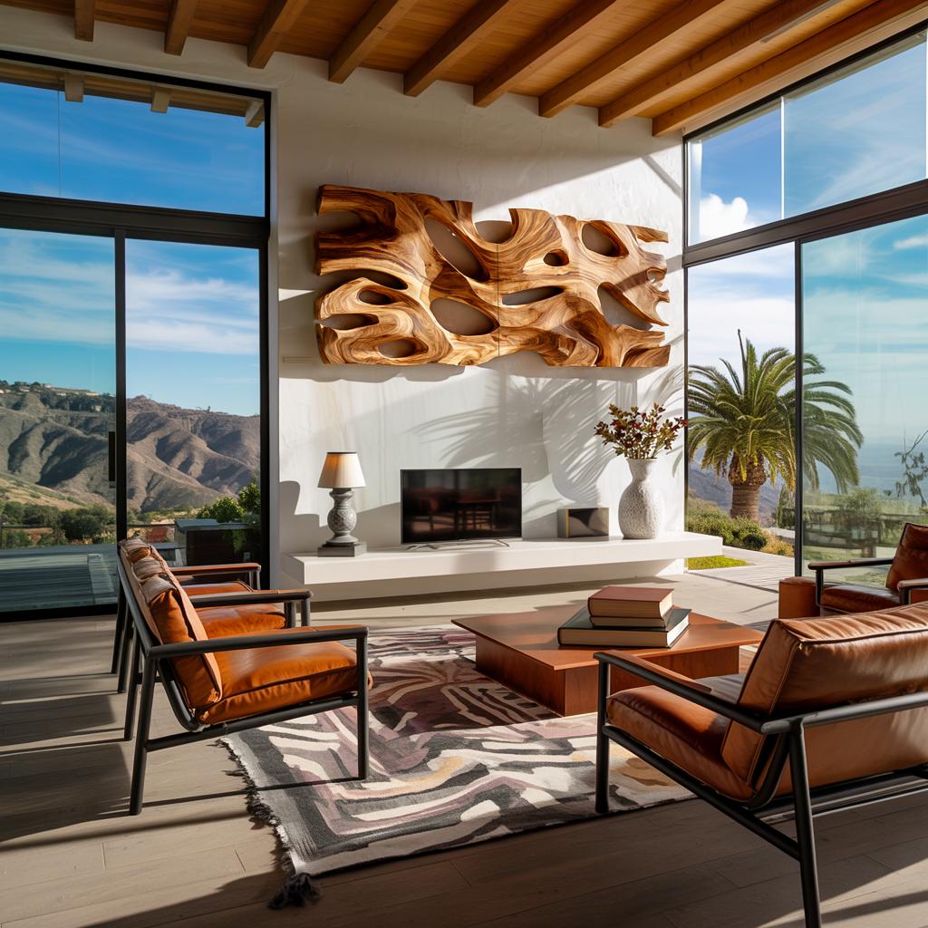 Modern Sculptural Wooden Wall Art For Living Room Decor