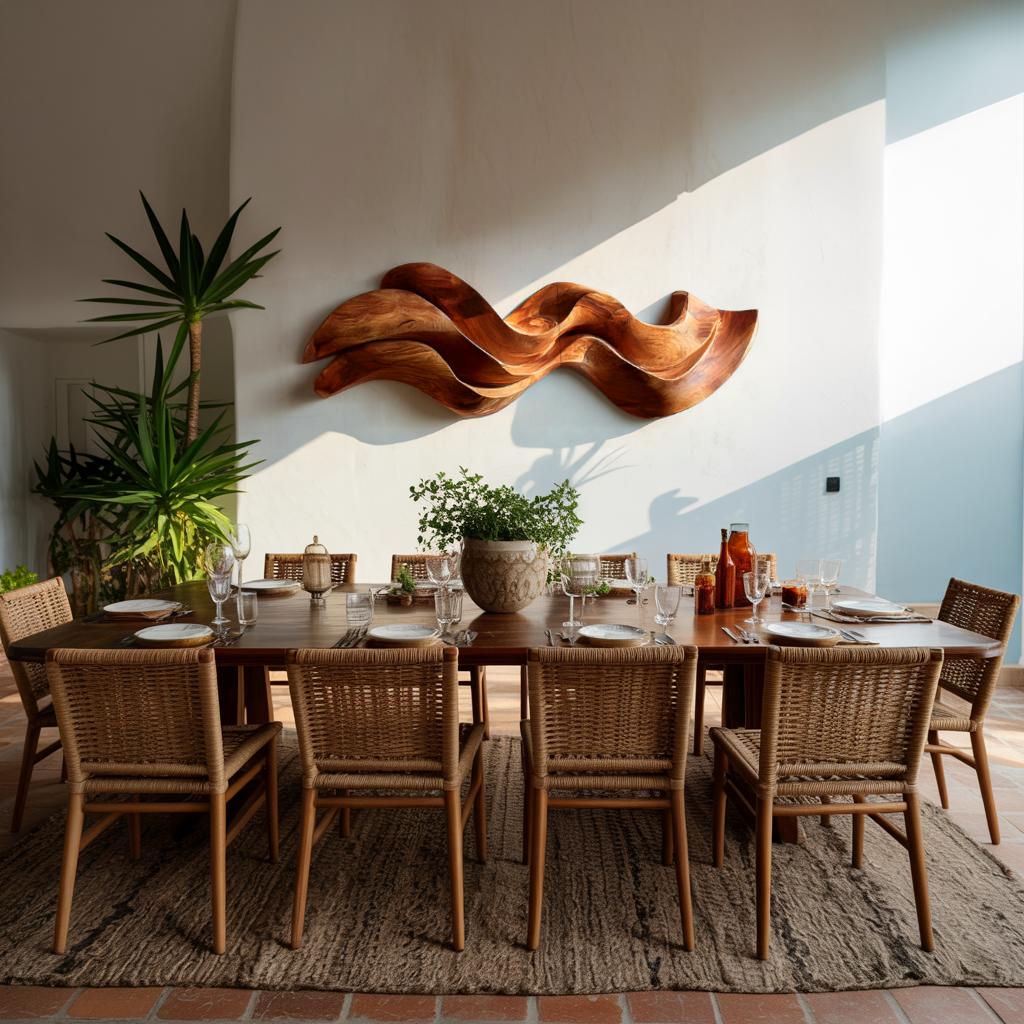 Organic Flowing Wooden Wall Art, 3D Abstract Hand-Carved Wood Sculpture Panel for Living Room & Bedroom