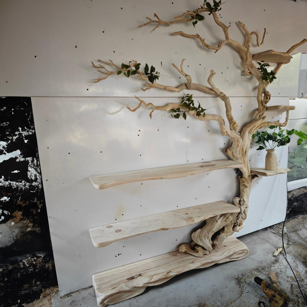 Tree Branch Standing Driftwood Shelf