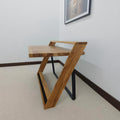 Modern Sculptural Wood Desk with Z-Frame, Artistic Solid Wood Computer Writing Table for Home Office, Studio