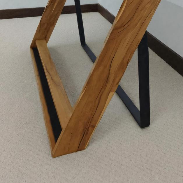 Modern Sculptural Wood Desk with Z-Frame, Artistic Solid Wood Computer Writing Table for Home Office, Studio