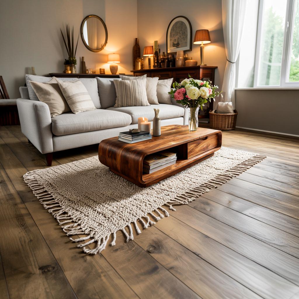 Spry Interior Modern Wooden Coffee Table with Drawer & Curved Silhouette, Minimalist Storage Center Table, Model RTTHTTCF045