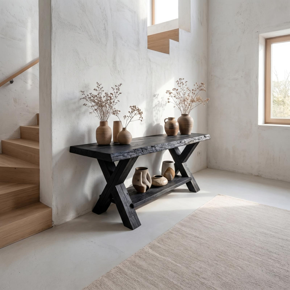 Rustic Farmhouse Solid Wood Console Table, Entryway & Living Room Accent Sofa Table, Model