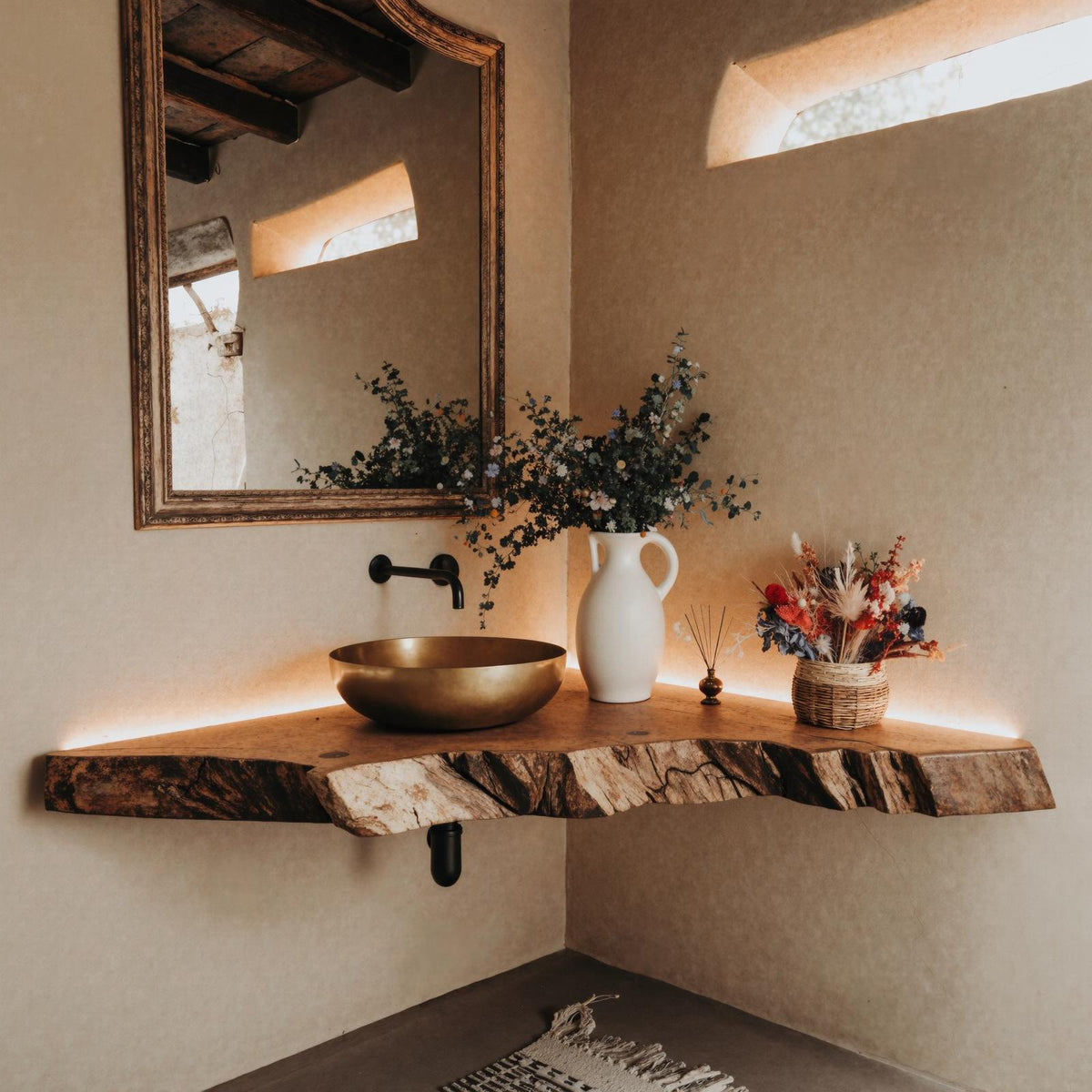 Floating Corner Vanity Bathroom