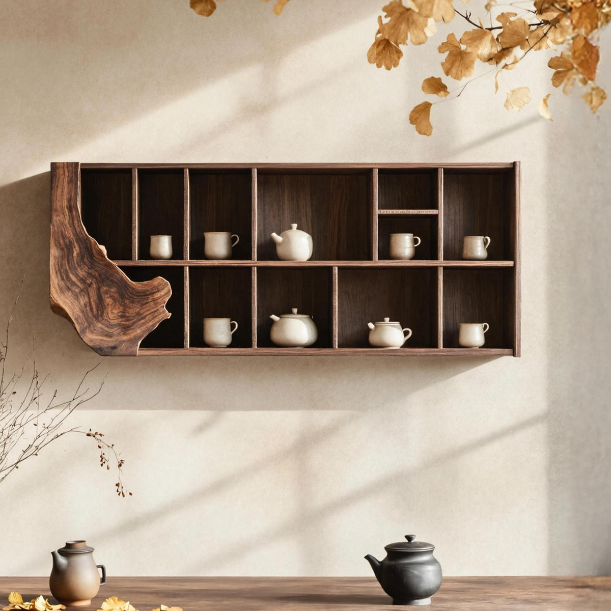 Farmhouse Live Edge Floating Shelf, Rustic Solid Wood Wall Shelf for Kitchen, Bathroom, Living Room Decor Display