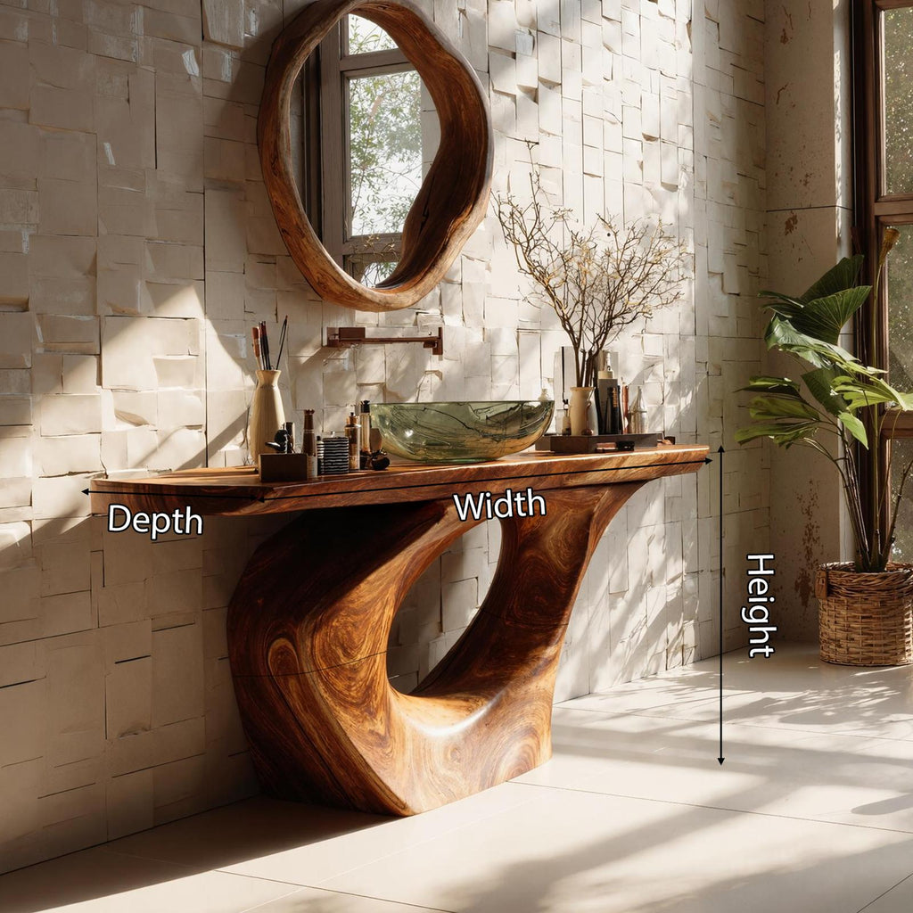 Farmhouse Solid Wood Bathroom Vanity, Handcrafted Single Sink Cabinet Console for Decorative Bath Design