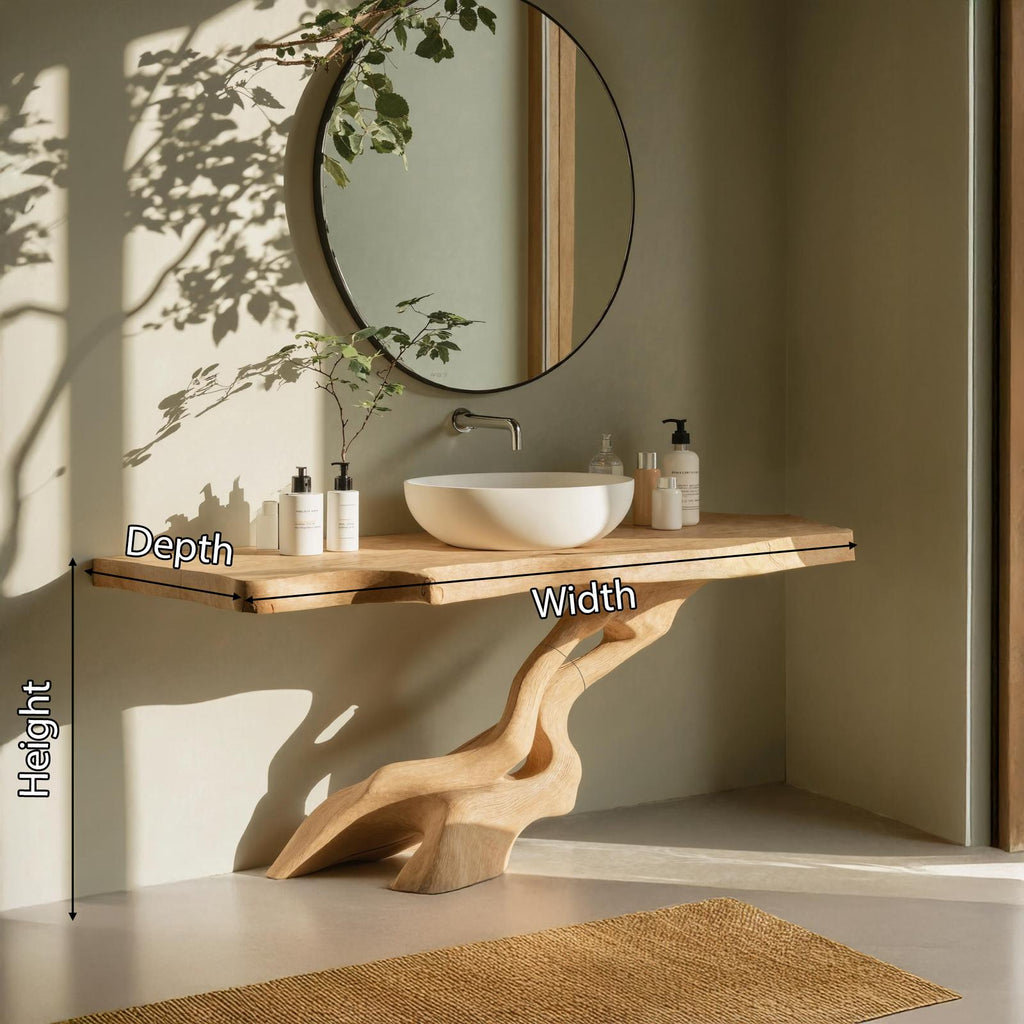 Rustic Solid Wood Bathroom Vanity, Handcrafted Single Sink Storage Cabinet Console for Country Bathroom