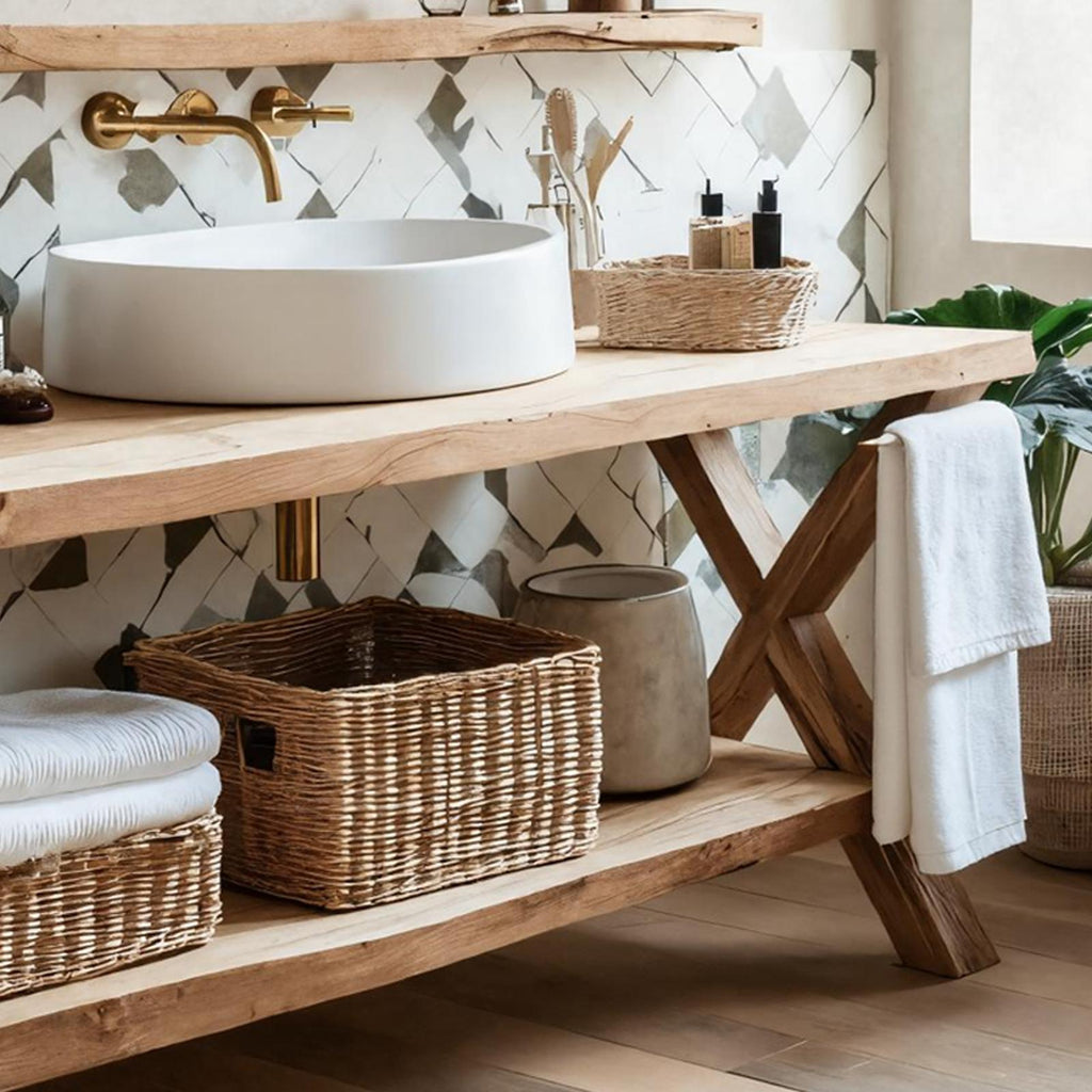 Rustic Wooden Vanity For Natural Bathroom Interiors SILDTTRBRV042