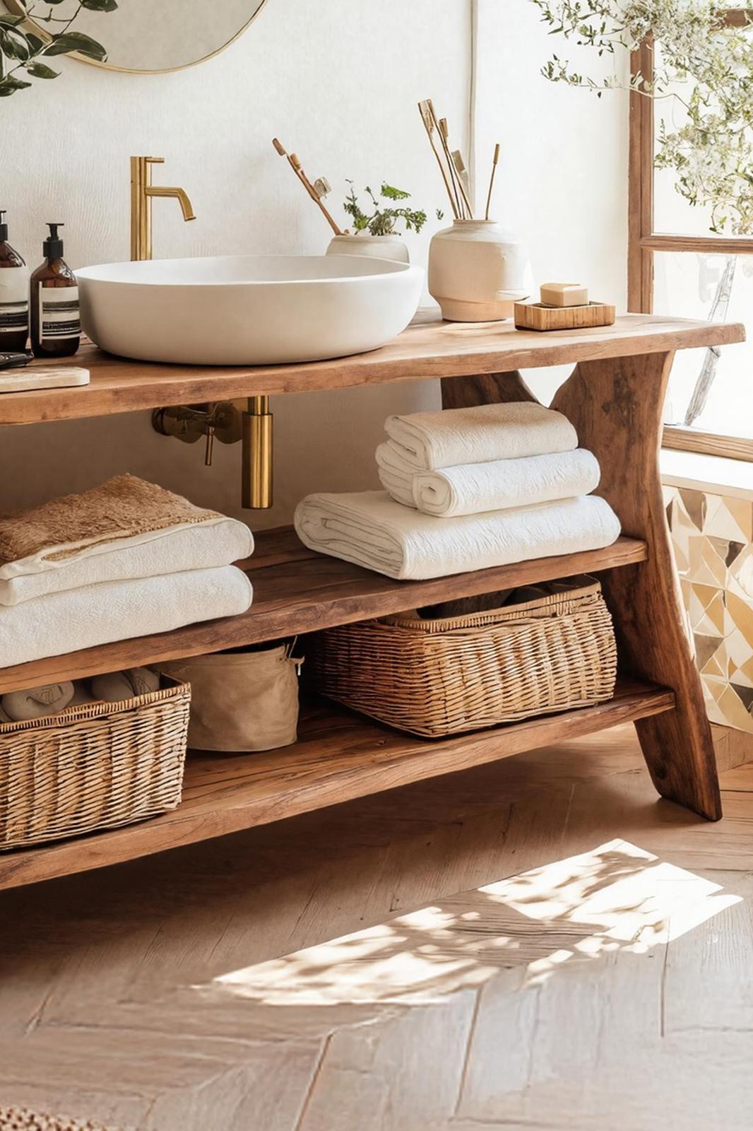 Spry Interior Handcrafted Live Edge Wood Bathroom Vanity, Single Sink Rustic Solid Wood Cabinet, Modern Organic Washstand Console, SILDTTRBRV045