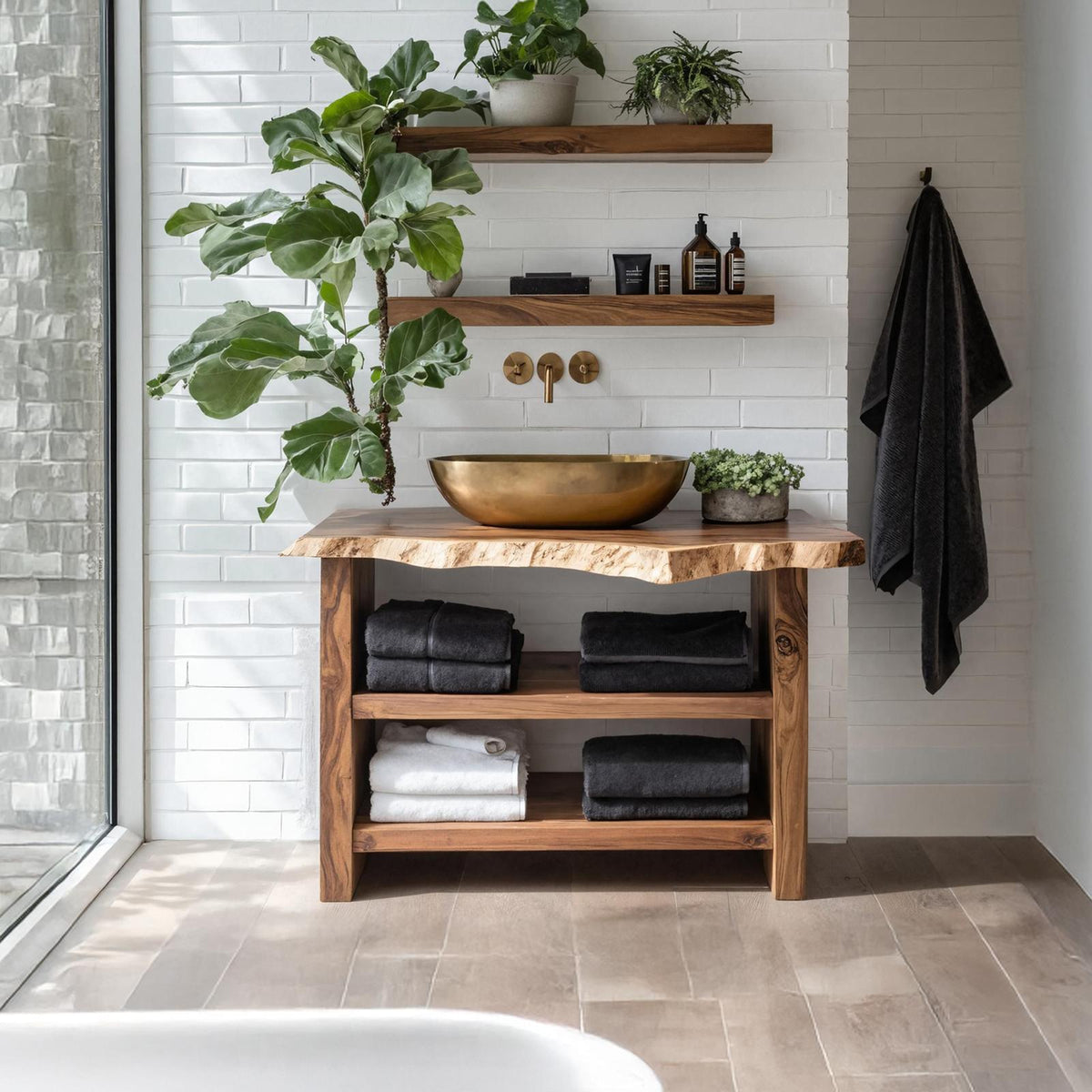 Spry Interior Farmhouse Wood Bathroom Vanity Cabinet, Handcrafted Rustic Solid Wood Single Sink Console, Restroom Washstand, SILDTTRBRV051