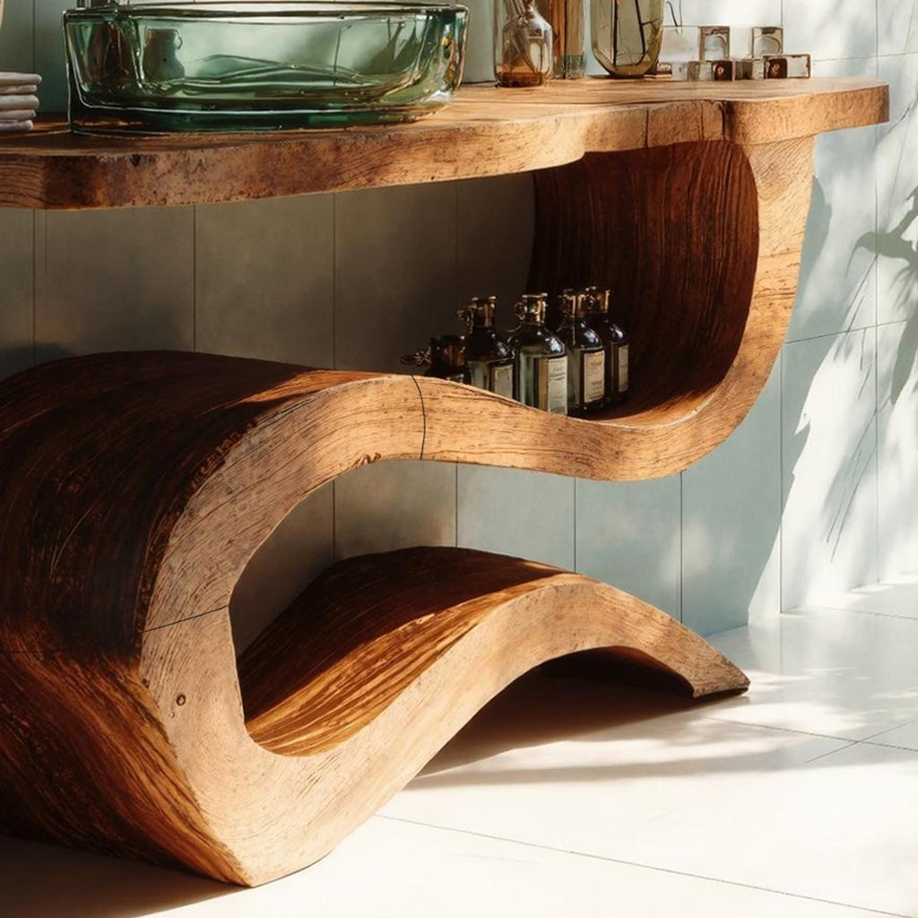 Mid Century Wood Vanity For Contemporary Bathroom Look