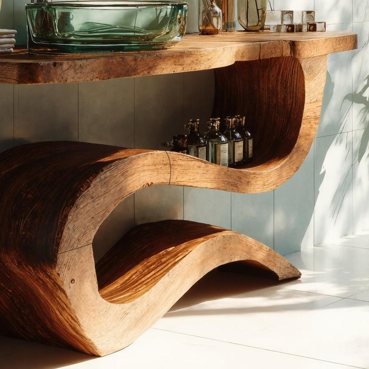 Mid Century Wood Vanity For Contemporary Bathroom Look