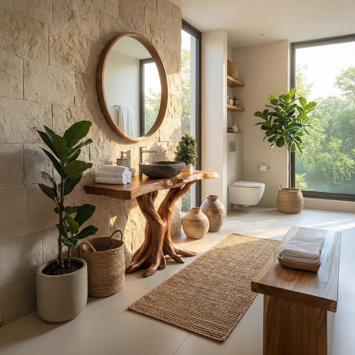 Spry Interior Modern Live Edge Wood Bathroom Vanity, Handmade Floating Single Basin Sink Cabinet & Washbasin Console Vanity, SILDTTRBRV125