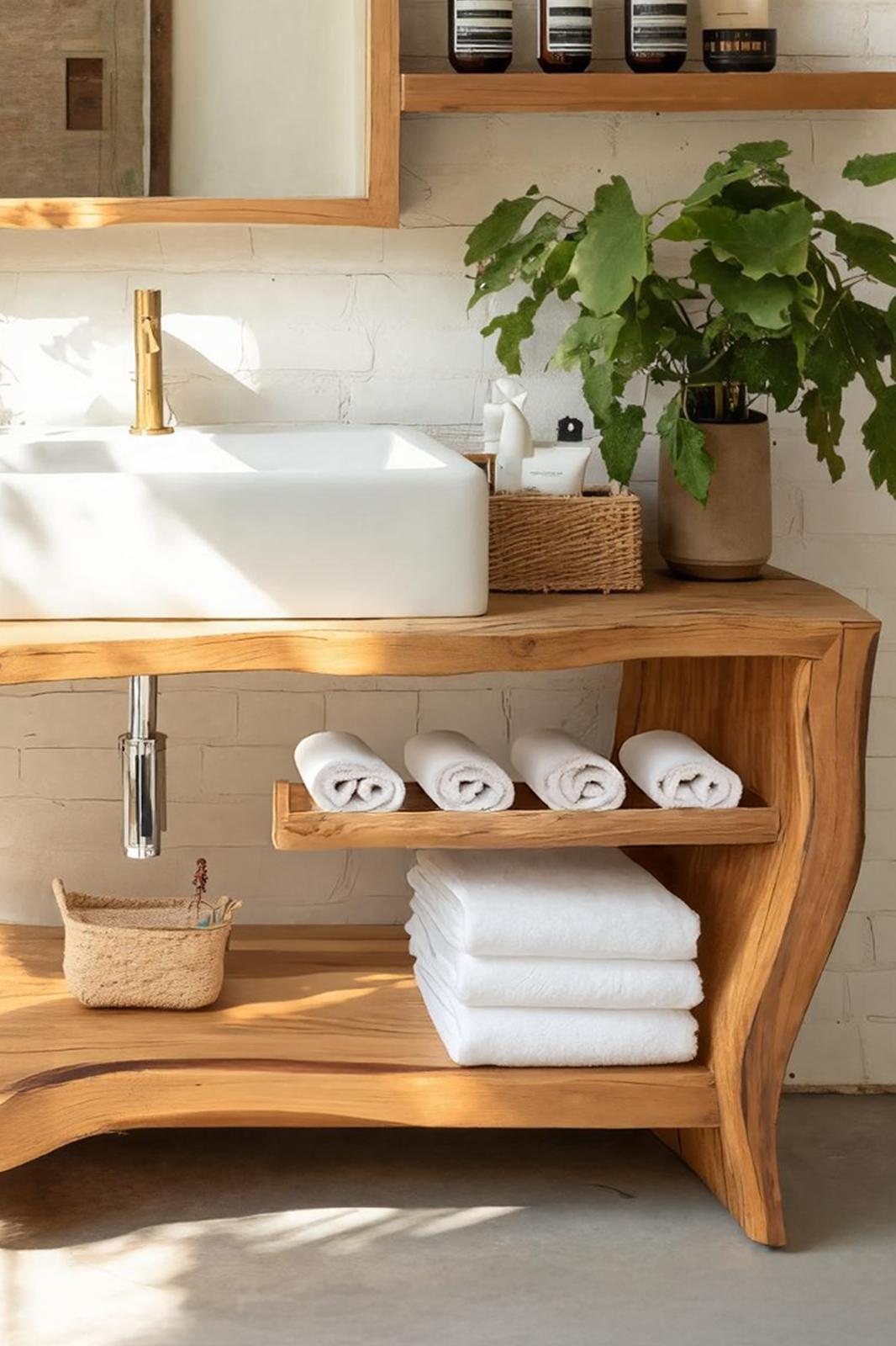 Spry Interior Rustic Wooden Bathroom Vanity Cabinet, Solid Wood Handcrafted Single Sink Console, Rustic Farmhouse Washstand, SILDTTRBRV058