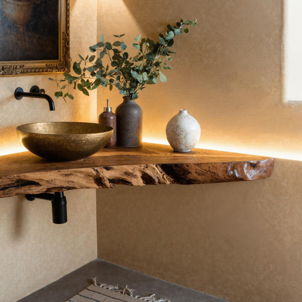 Wooden Bathroom Corner Vanity Shelf SILDTBRV080