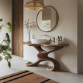 Rustic Live Edge Solid Wood Bathroom Vanity, Handcrafted Single Sink Storage Console for Earthy Interiors