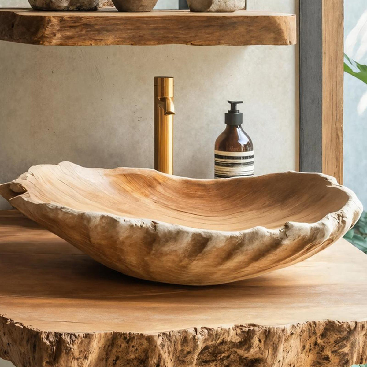 Rustic Solid Wood Sink For Farmhouse Furniture Styling