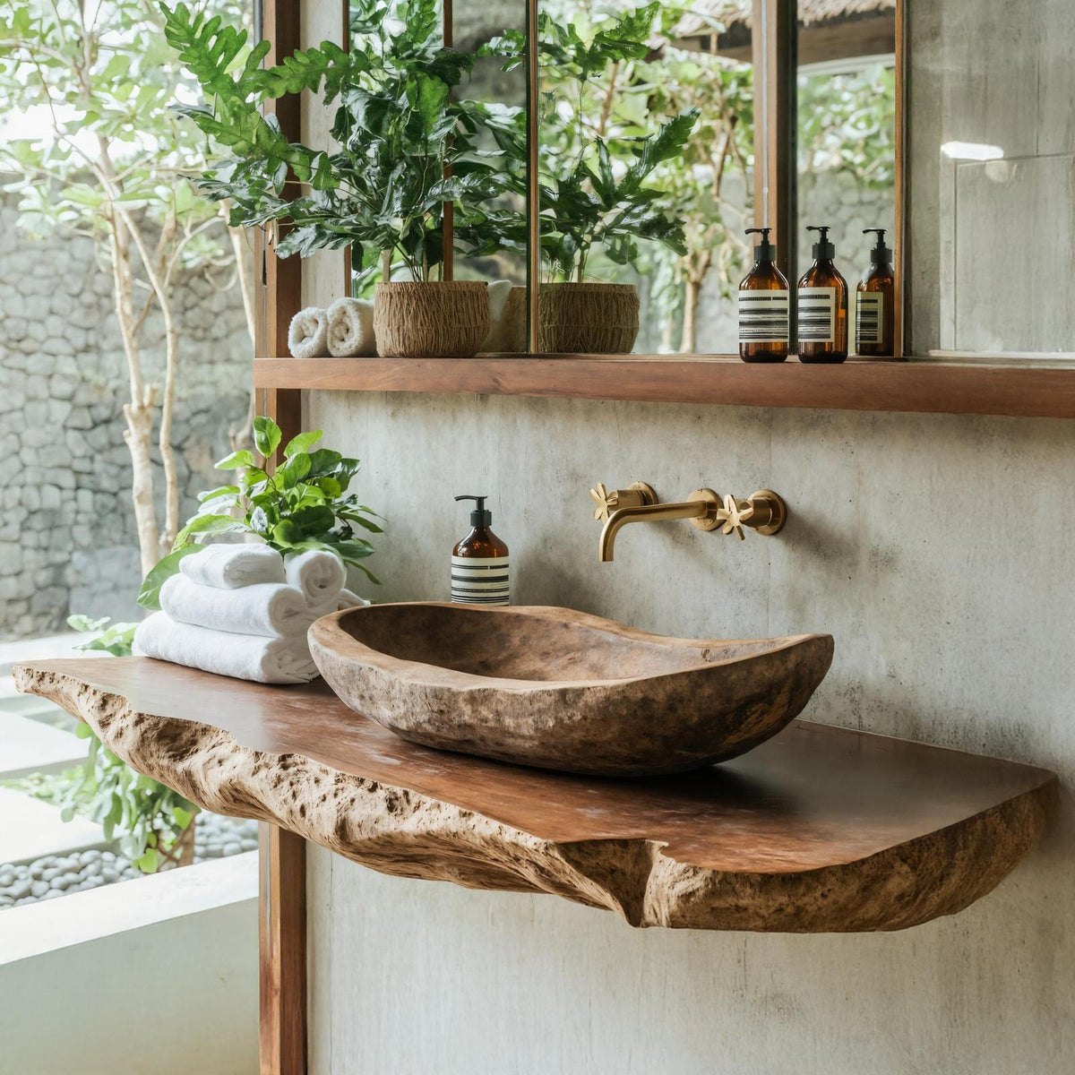 Handcrafted Farmhouse Wood Wash Basin For Bathroom Use