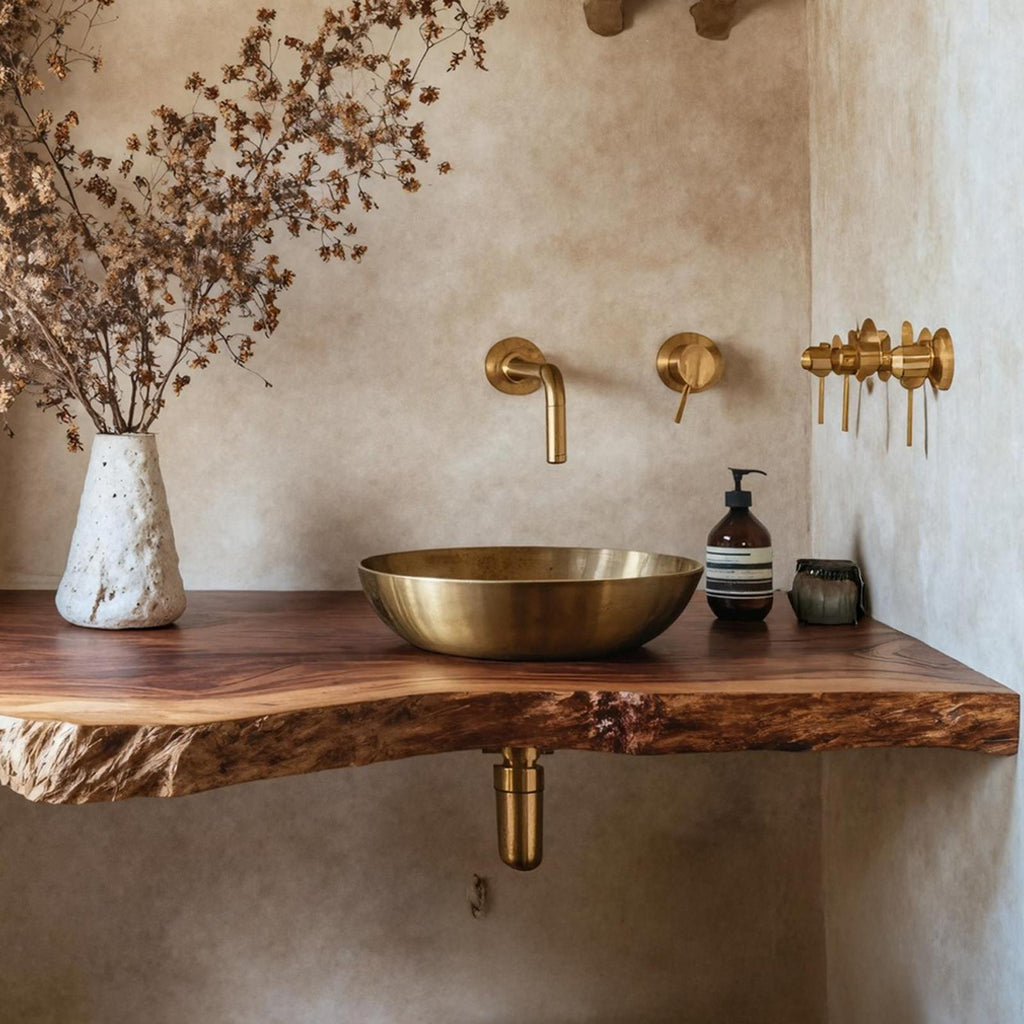 Rustic Live Edge Bathroom Vanity With Storage Shelf SILDTTRBAS013