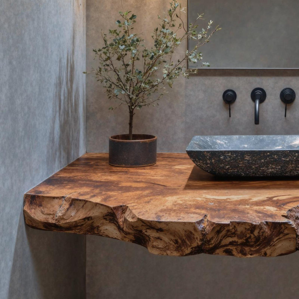 Rustic Farmhouse Wooden Bathroom Vanity Floating Shelf For Vintage Bathrooms