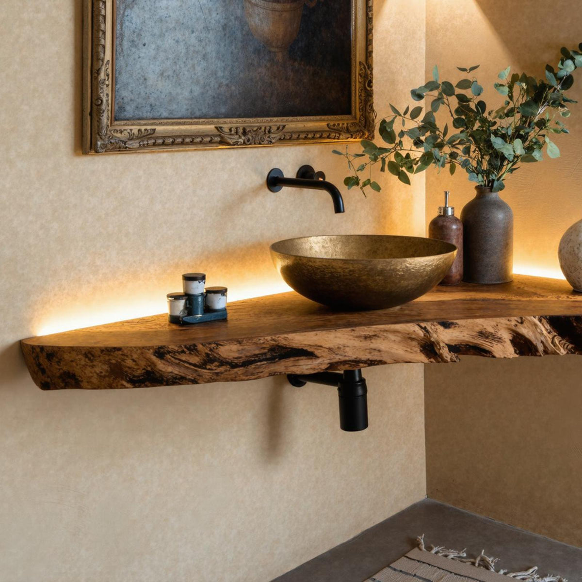 Wooden Bathroom Corner Vanity Shelf SILDTBRV080