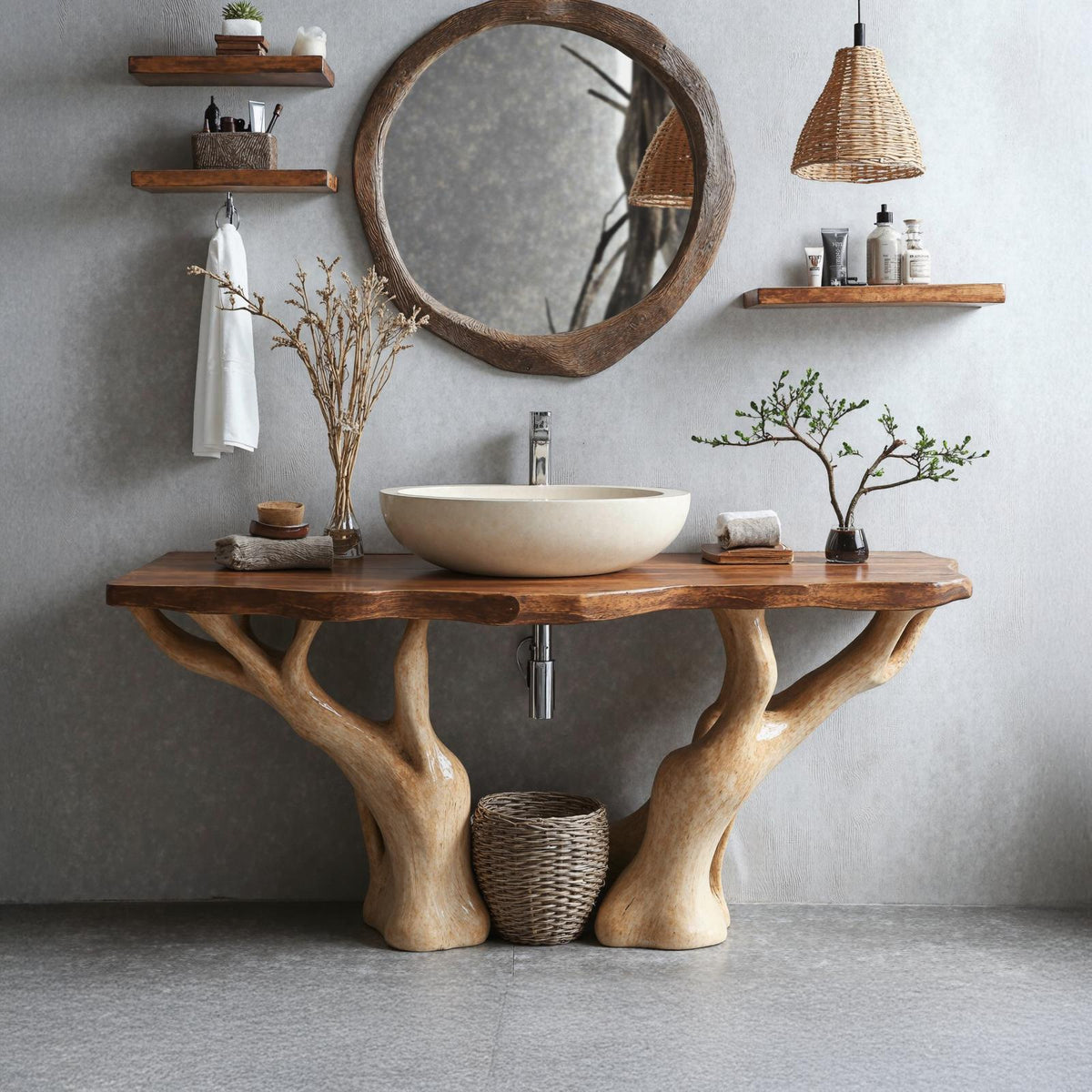 Rustic Live Edge Vanity For Contemporary Bathroom Spaces SILDTBRV101