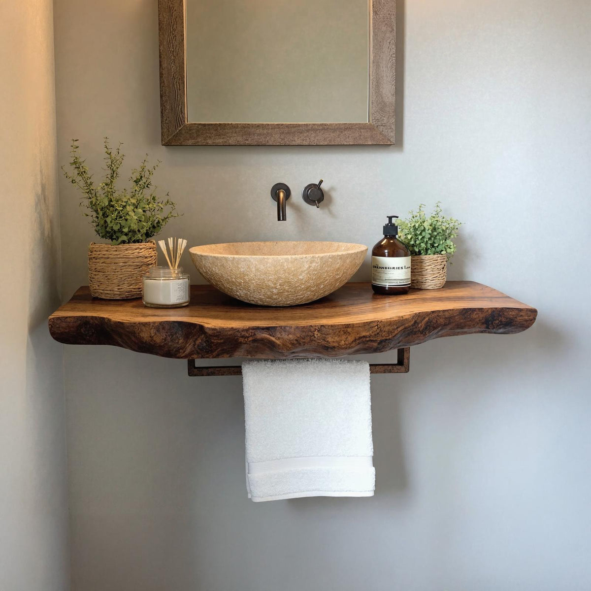 Handcrafted Floating Bathroom Vanity Shelf Rustic SILDTBRV037