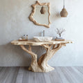 Handcrafted Solid Wood Bathroom Vanity With Natural Finish