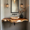 Rustic Natural Wood Floating Vanity Shelf For Warm Bathrooms