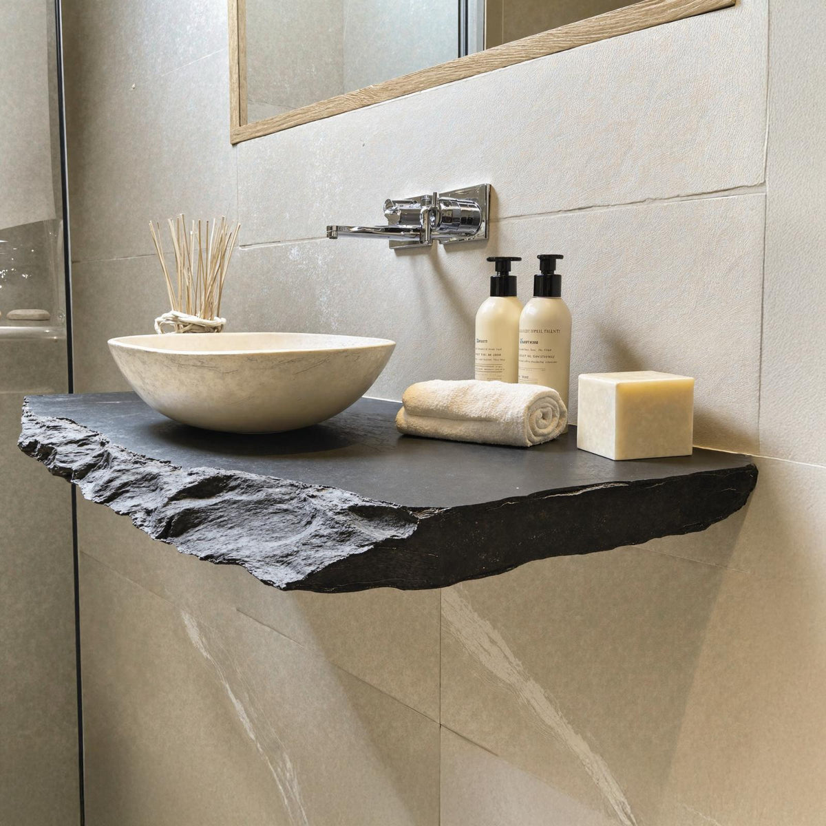 Rustic Wood Bathroom Vanity Shelf SILDTBRV035