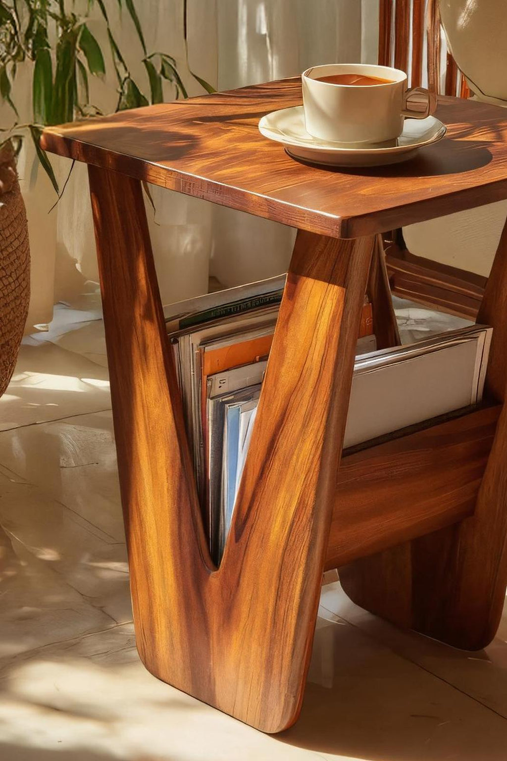 Handcrafted Solid Wood Side Table, Rustic End Table Nightstand for Living Room Bed Side & Entryway Storage Decor
