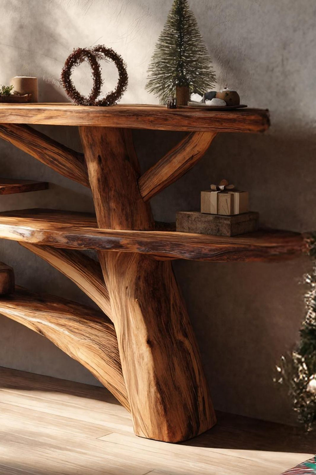 Handcrafted Solid Wood Console Table, Rustic Farmhouse Entryway Table, Wooden Behind Sofa Table for Living Room
