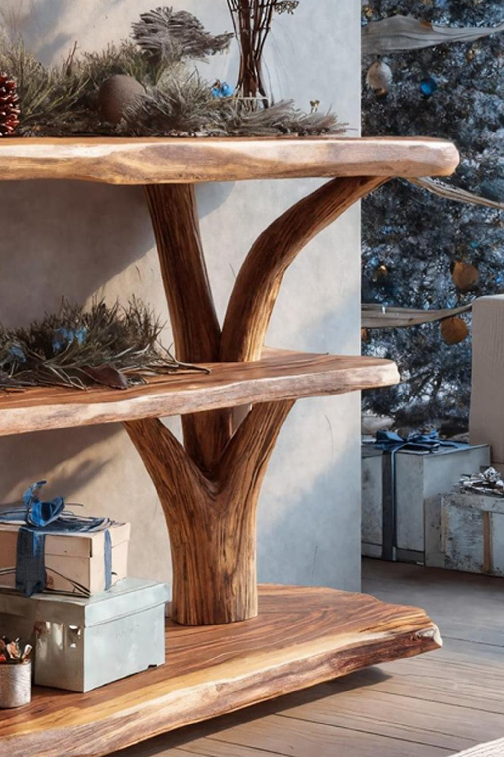 Handcrafted Solid Wood Console Table, Rustic Entryway Table, Modern Timber Behind Sofa Table for Bedroom Decor