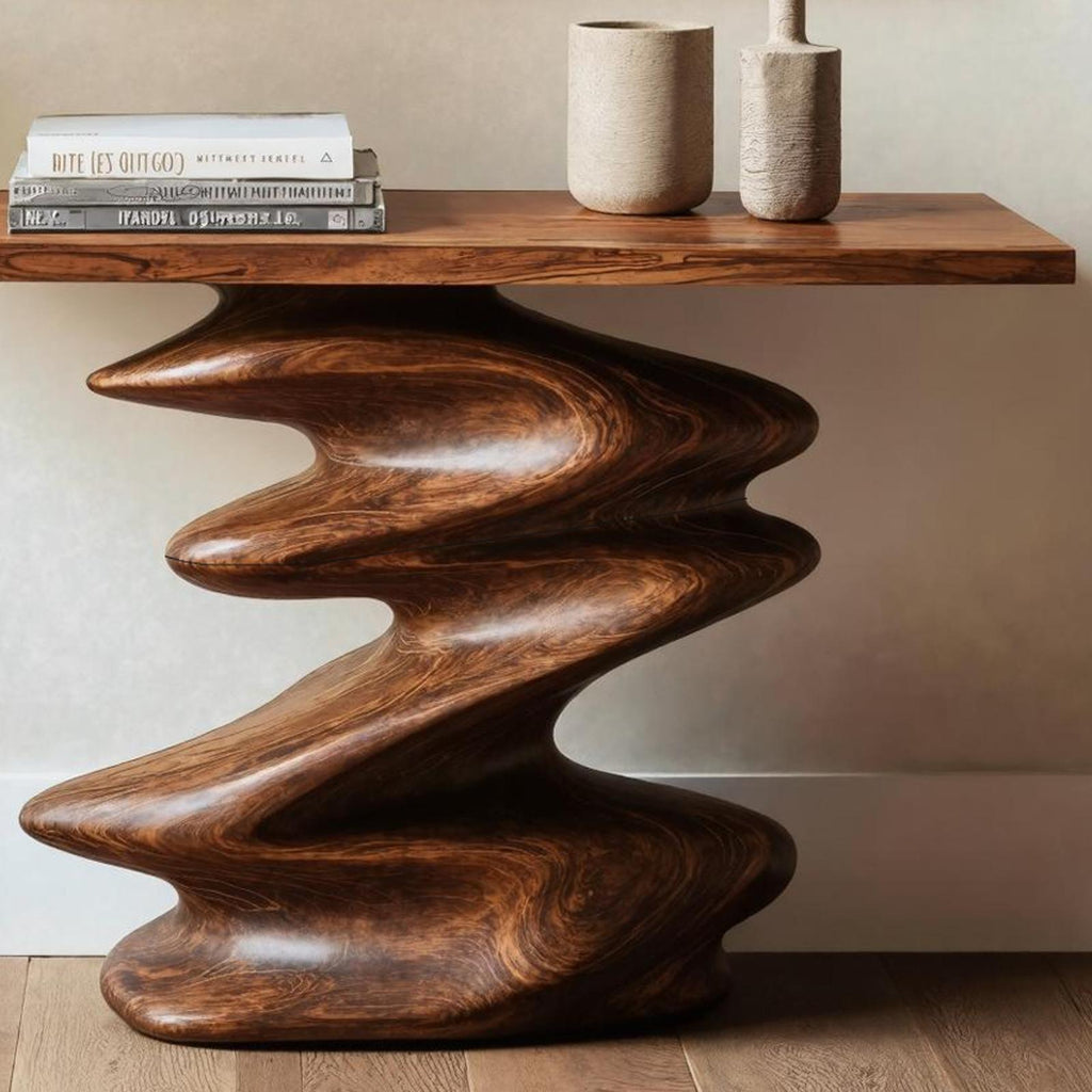 Handcrafted Unique Solid Wood Console Table, Rustic Entryway Accent Table for Hallway, Living Room Decor
