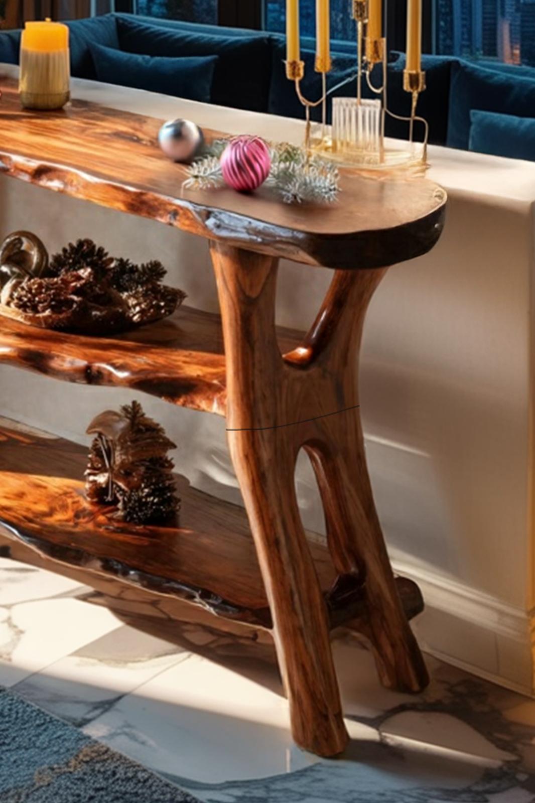Mid-Century Solid Wood Console Table, Modern Foyer Accent Table, Minimalist Behind Sofa Table for Living Room