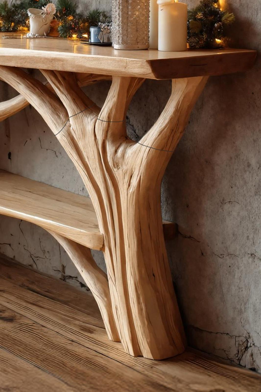 Farmhouse Solid Wood Console Table, Rustic Entryway Foyer Table, Behind Sofa Wood Display Table for Living Room