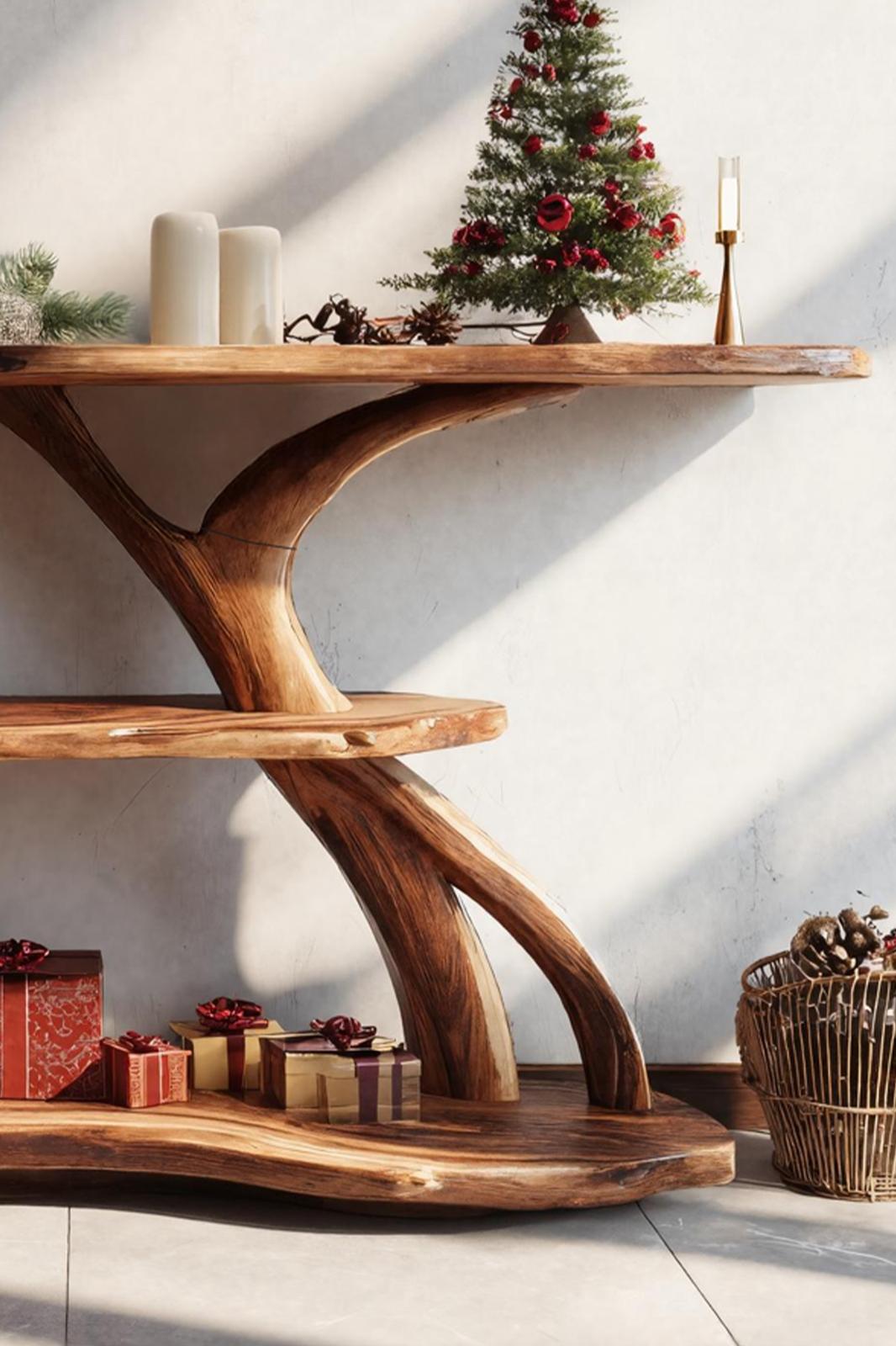 Mid-Century Solid Wood Console Table, Retro Entryway Foyer Table, Sleek Wood Sofa Accent Table for Living Room