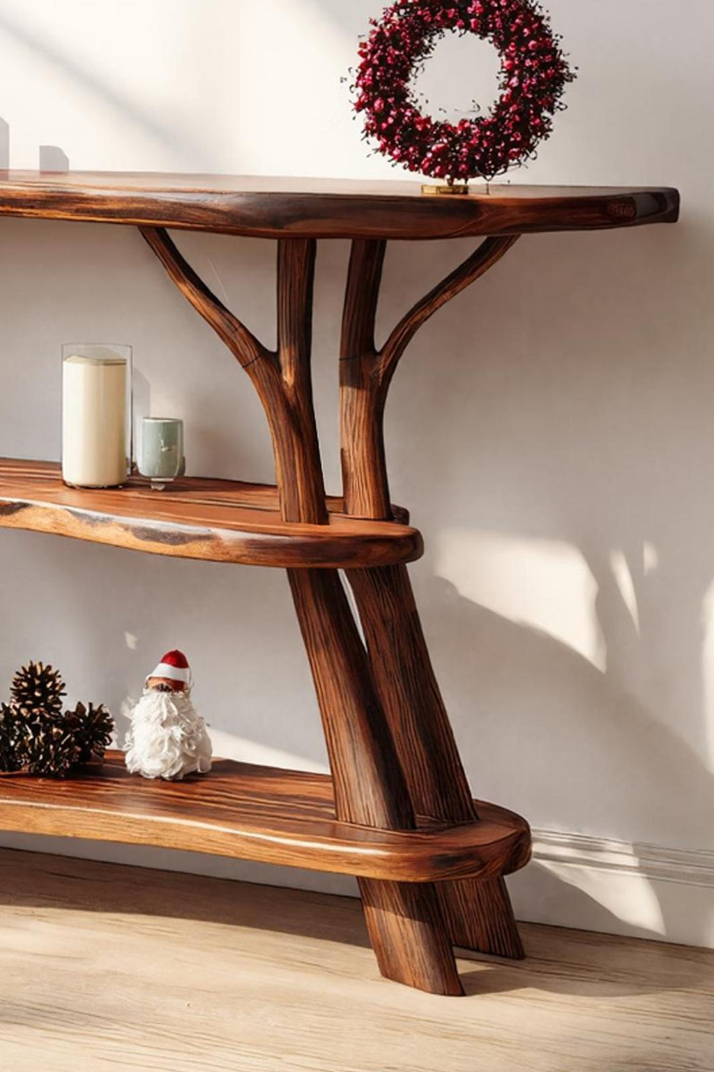 Modern Live Edge Wooden Console Table, Solid Slab Foyer Table, Minimalist Hallway Entryway Table for Living Room